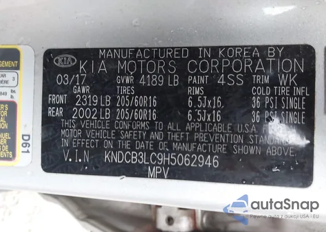 2017 Kia Niro Lx from USA, damaged, VIN KNDCB3LC9H5062946